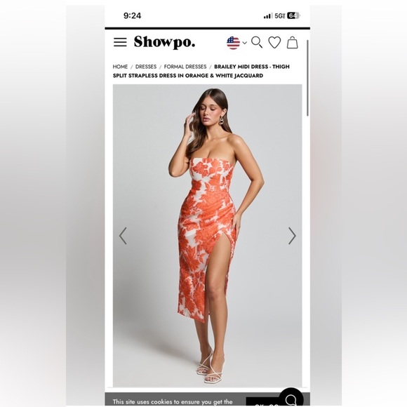 Showpo strapless jacquard midi dress with slit - Picture 6 of 6